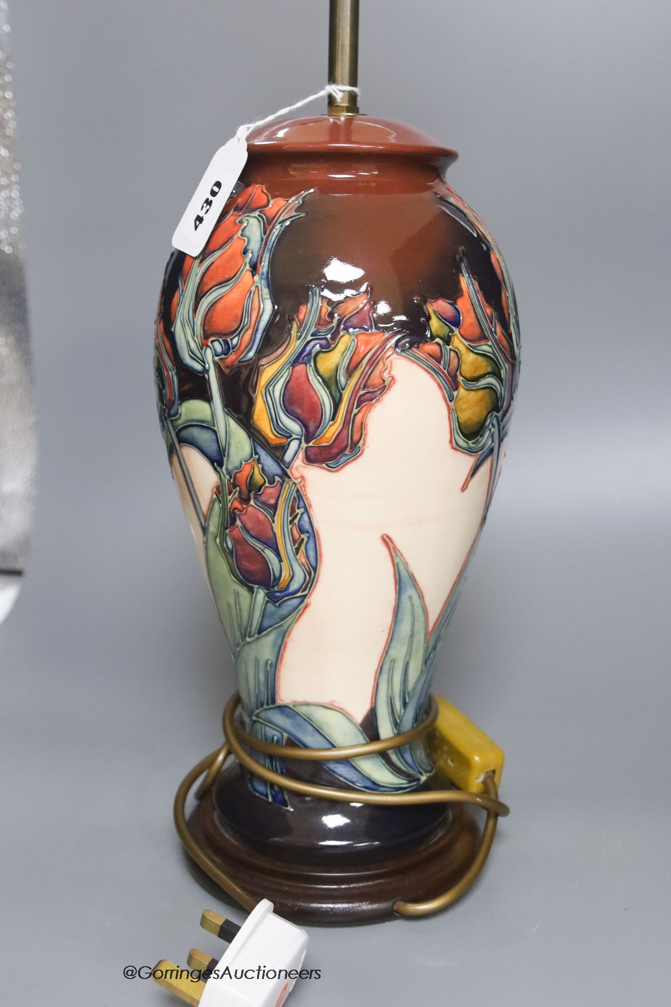 A Moorcroft vase lamp, height 34cm